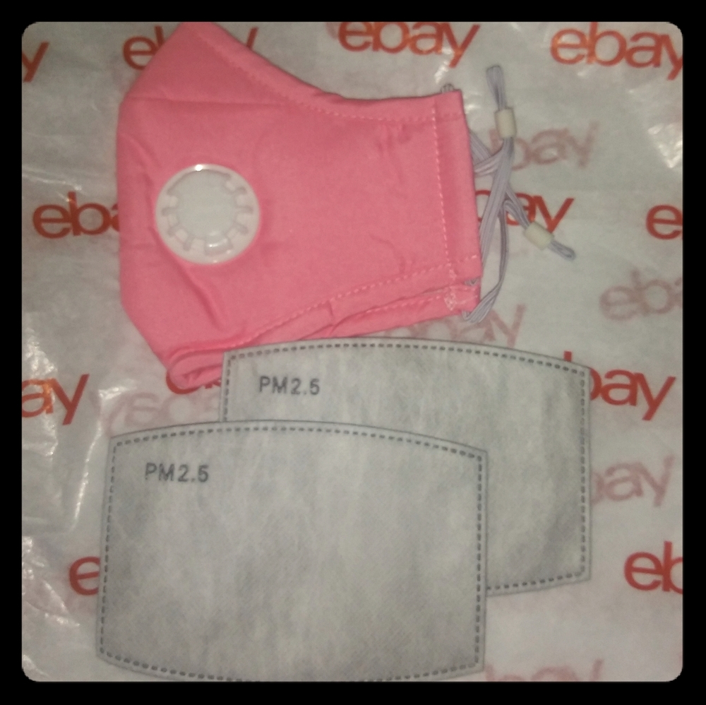 Pink WASHABLE Cloth Facemask + 2 Charcoal Filters
